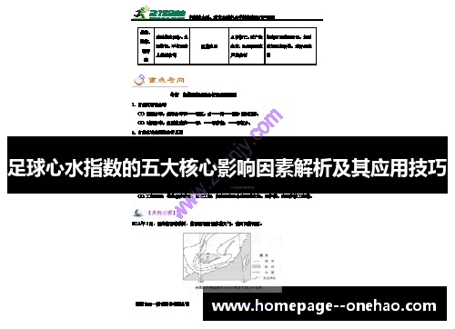 足球心水指数的五大核心影响因素解析及其应用技巧