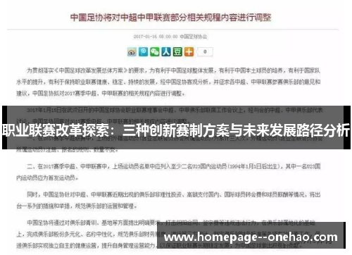 职业联赛改革探索：三种创新赛制方案与未来发展路径分析